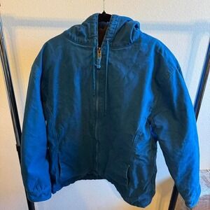 Polar King Ladies Canvas jacket Size 2XL. Fits like men's M/L aqua blue color